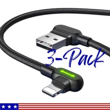 3-Pack Mcdodo 90 Degree Braided USB Charging Cable Data Charger Cord For iPhone