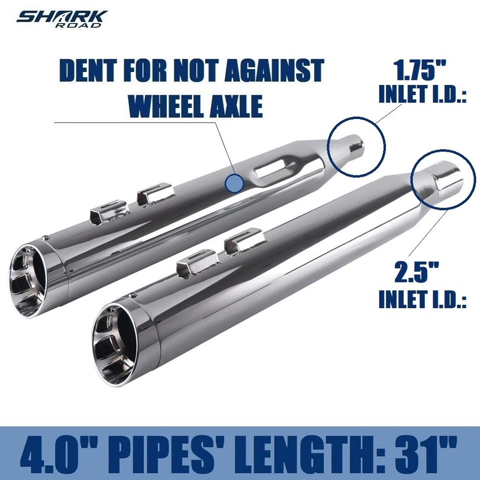 Silenciadores deslizantes SHARKROAD 4.0 para Harley 17-UP Touring Street Glide escape - Imagem 4 de 4