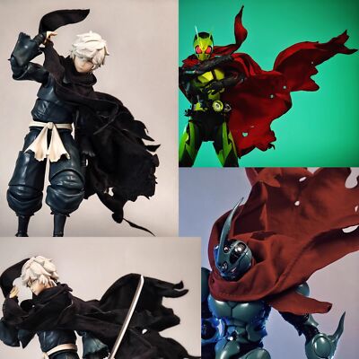 (NUR UMHANG) 1/12 Scale rot/schwarz Cape Modell für 6'' 7'' 8'' Figur Shf Figma