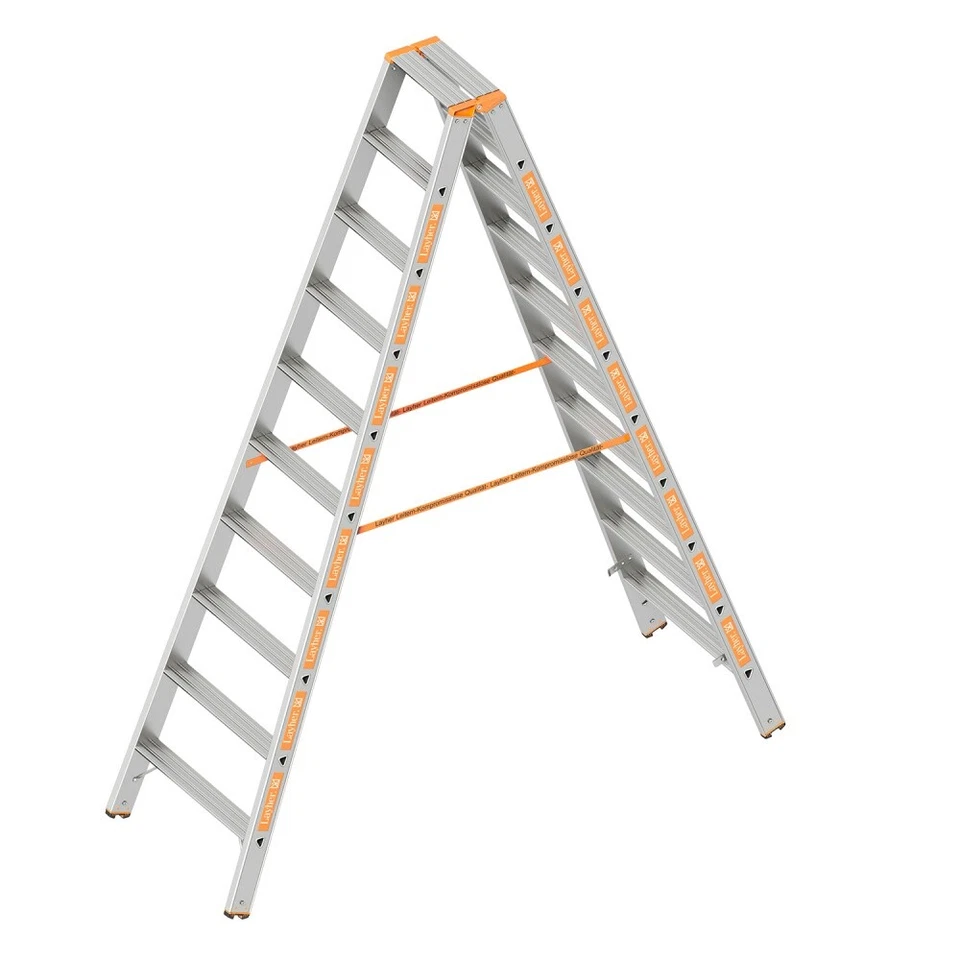  TOPIC 1043 Alu Layher Stehleiter zweiteilig, Kunststoffschuhen 2x 10 Stufen 2,4 - Bild 1 von 1