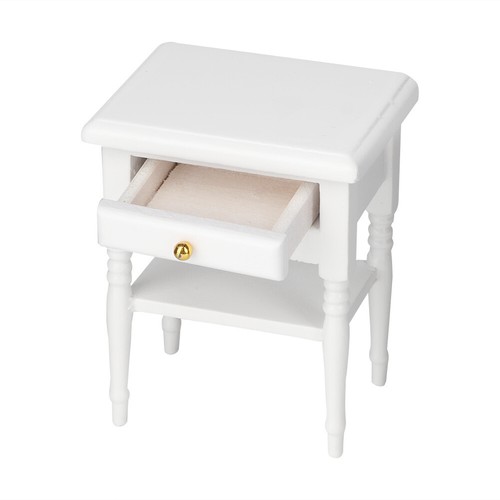Mini mesita de noche de madera para muebles de dormitorio de casa de muñecas 1:12 modelo - Imagen 2 de 10