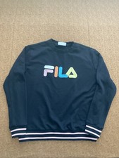 FILA sweater embroidered logo pullover crewneck womens extra large Black XL