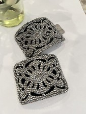 Antique Shoe Clips French Marcasite Large Pair Antique Vtg