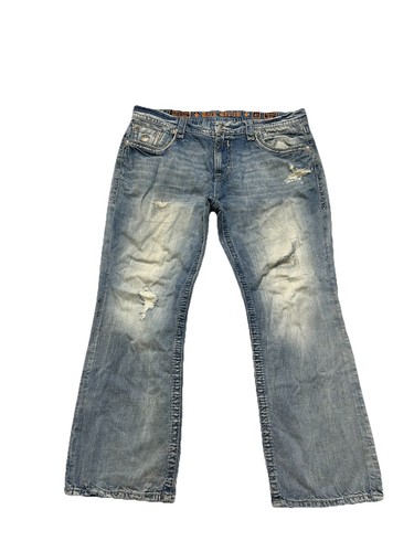 Rock Revival Men’s Darnell Boot Jeans Distressed Sz 42x32