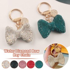Rhinestone Bow Car Keychain Metal Buckle Handbag Pendant Key Ring Jewelry Gift