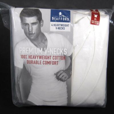 Stafford Heavyweight Cotton Premium V Neck T Shirts 4 Pack Size XL New ...