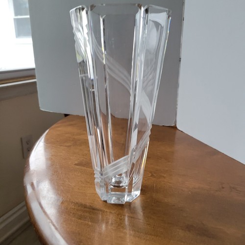 Vintage Mikasa Tall Heavy Groved Crystal Vase Yugoslavia - Picture 7 of 22