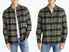 All Saints Patchi Flannel Plaid shirt color green black size 2XL NWT $ 249