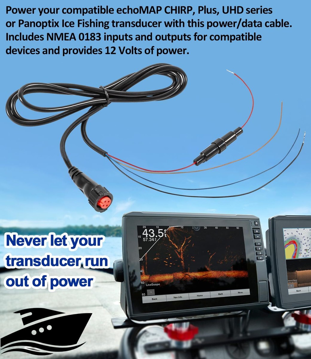 Power/Data Cable Threaded 4-Pin for Garmin Transducers echoMAP 010