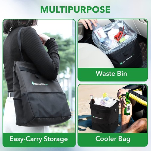 Versatile Black Auto Trash Bag with Lid - 25L Storage for Backseat Essentials - Picture 6 of 12