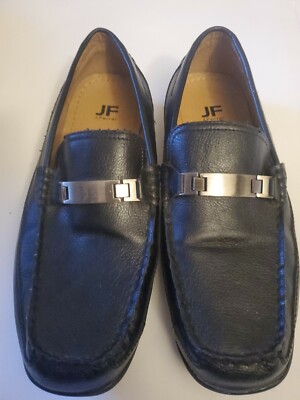 JF J.Ferrar Black Leather Slip-On Loafers JF J.Ferrar Black Leather Slip On Loafers Dress Shoes Men Sz  main image 2