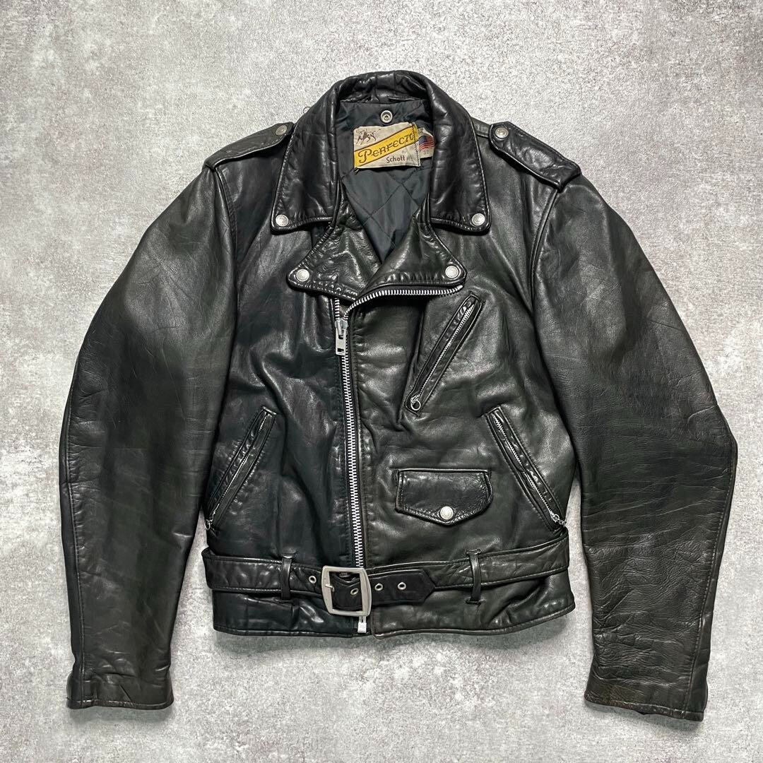 Schott Leather Double Riders Jacket Men Size 38 Black Made In USA