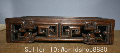 14" Old Chinese yellow huali wood beast leg tea table table Small table stool