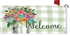 Welcome Wildflower Bucket Magnetic Mailbox Cover
