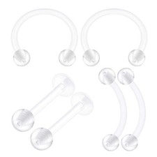 6PCS Bioplastic Clear Monroe Piercing Retainer 16 Gauge 3/8 10mm Ball Medusa ...