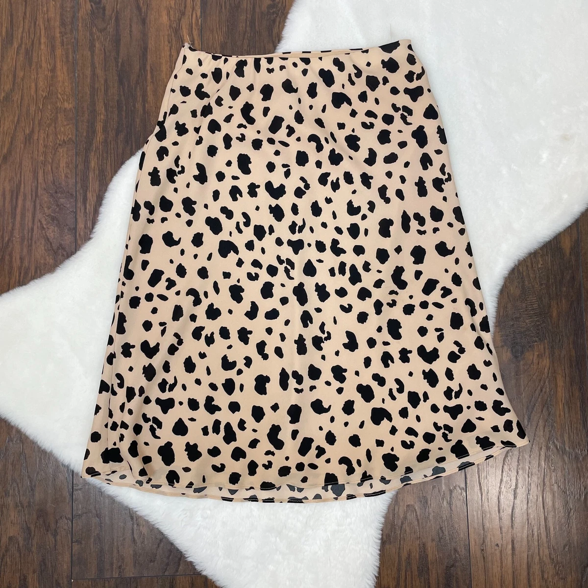 Animal print midi skirt elastic waist cheap