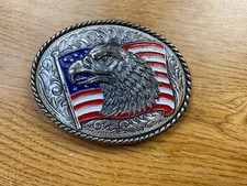 American Flag and Bald Eagle Belt Buckle