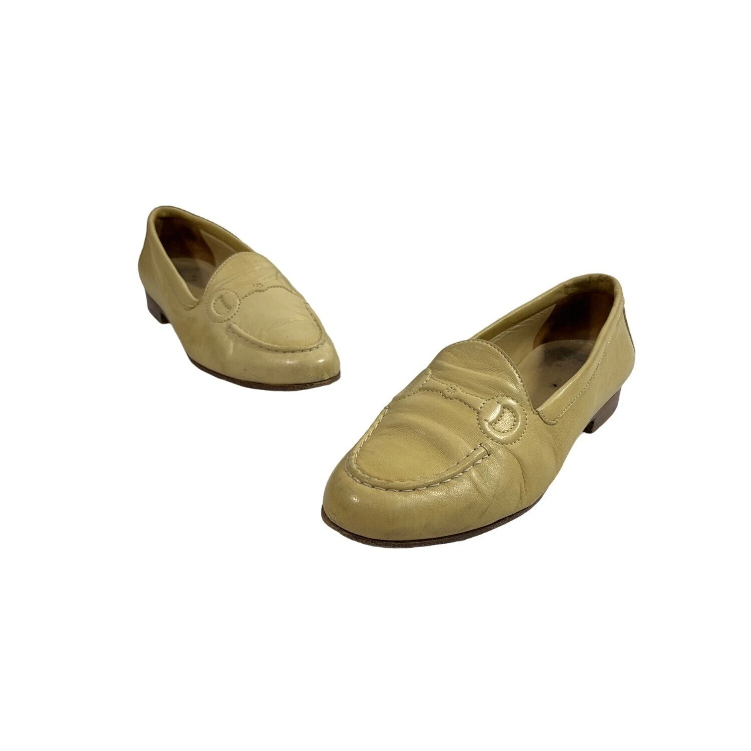 Chaussures mocassin femme Gucci blanc ivoire Nappa Agnello Pelle pointure 6B