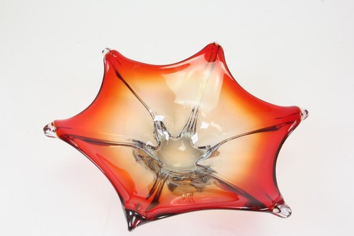 Murano Sommerso Schale rot Tafelaufsatz 38cm Inferno Zacken unbeschädigt - Picture 5 of 5