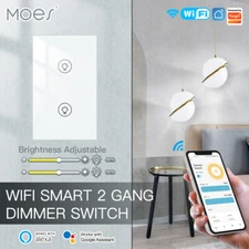 MOES 1/2/3Gang WiFi Smart Light Dimmer Switch Glass Touch Panel Alexa Google APP