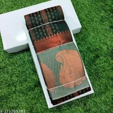 Kanjeevaram Brocade Red Copper Zari Pattu Silk Saree With Contrast Border