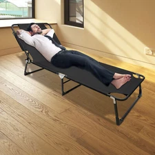 Adults Folding Sleeping Cot Office Nap Bed Heavy Duty Adjustable Cots Camping