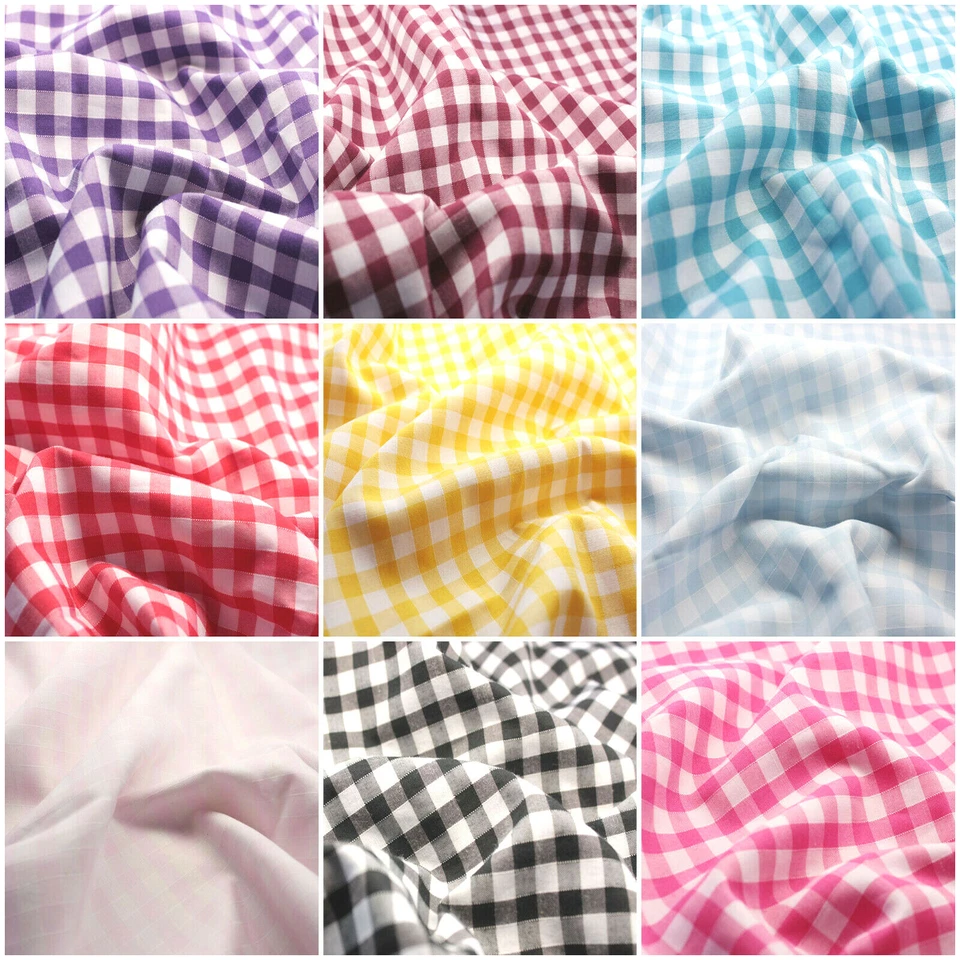 Gingham Polycotton Fabric 1/4" 1/8" Checked Material Plaid Gingham Dress Fabric