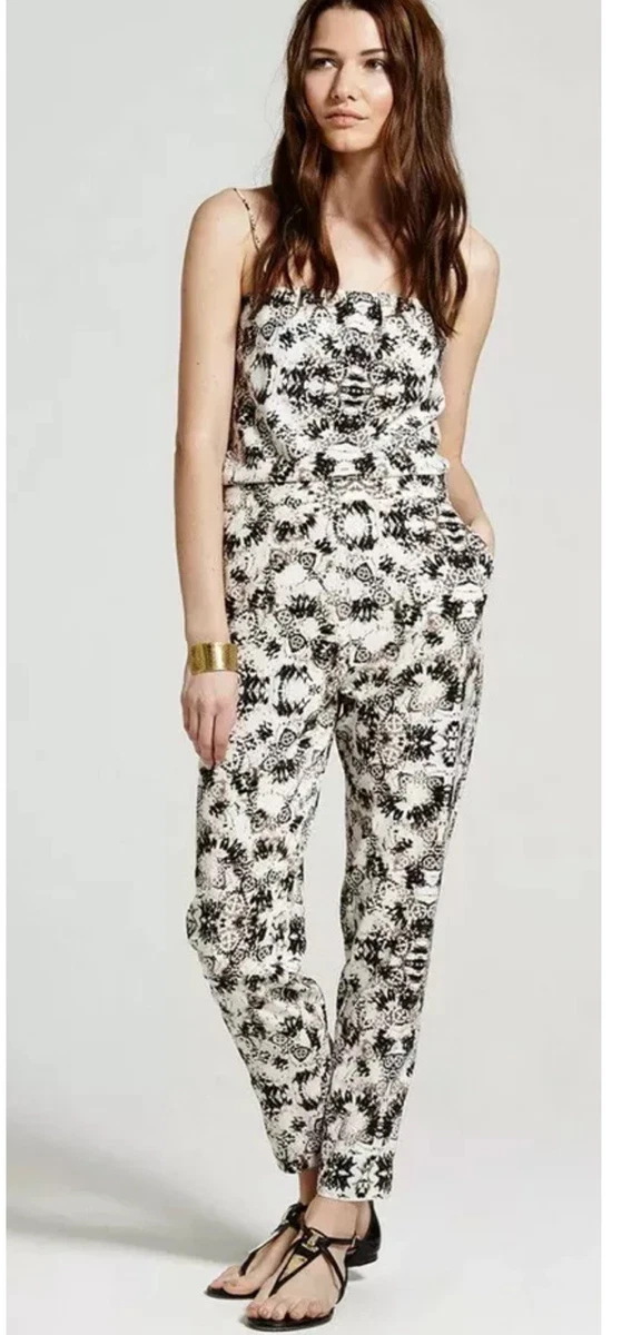 Mint Velvet Liza Mocha Black Mix Print Strappy Jumpsuit Size 10 eBay