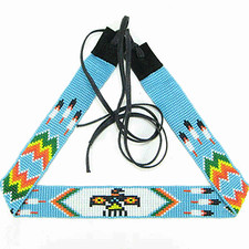 TURQUOISE WHITE THUNDERBIRD NATIVE STYLE INSPIRED EAGLE BEADED HATBAND H18/12