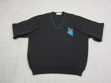 Vintage St Croix Sweater Mens Large Black Zephyr Wool Knit Made in USA 80s 90s *