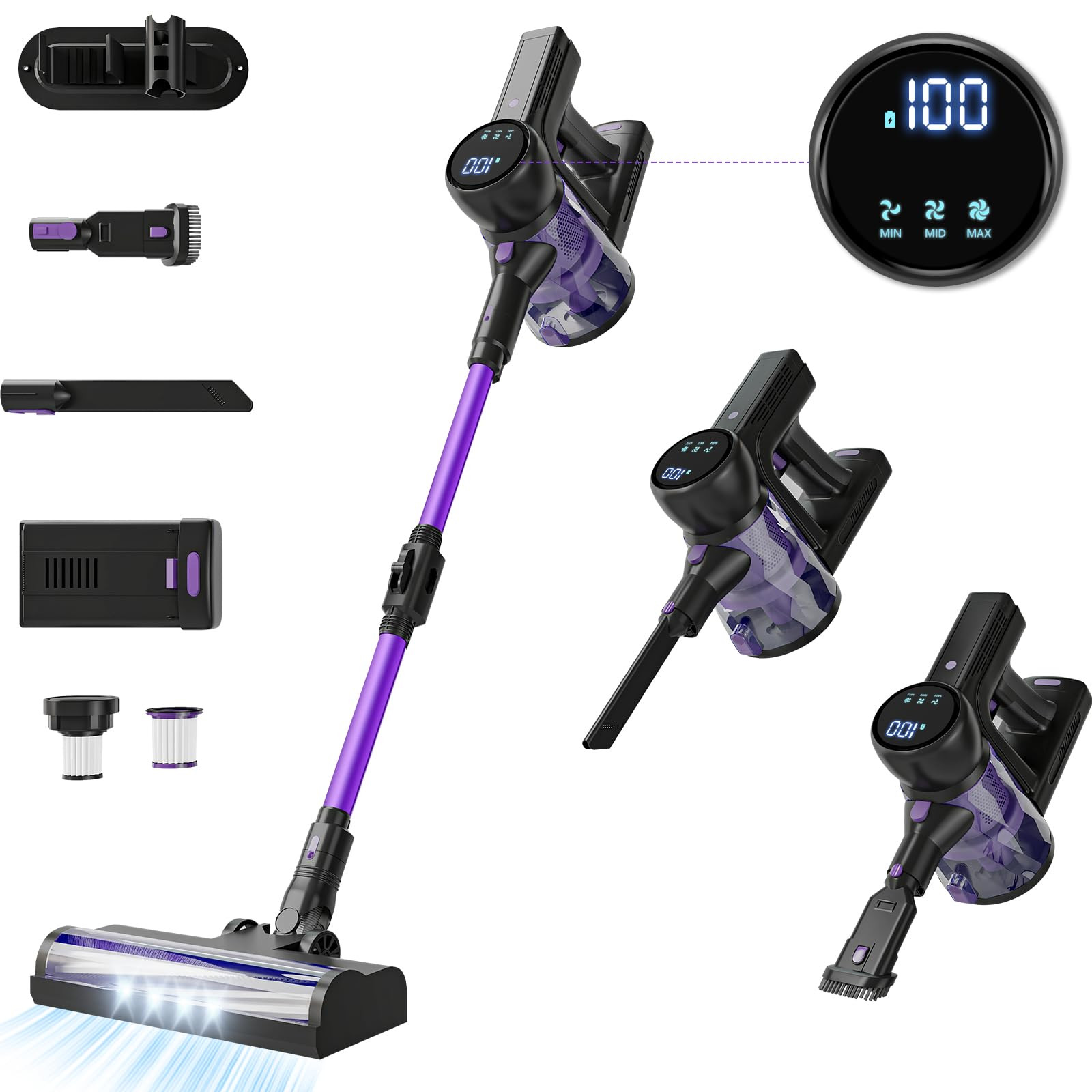 Portable Cordless Vacuum Cleaner: Lightweigt Stick Vacuum with Rechargeable B...