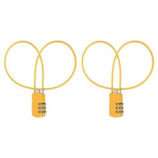 2 Pcs 3 Digit Luggage Cable Combination Lock with 20" Long Cable, Yellow