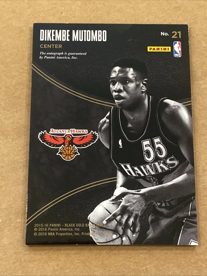 2015 Panini Black Gold Vintage Gold AUTOGRAPH Dikembe Mutombo Auto /149 HOF RARE - Image 2 of 2