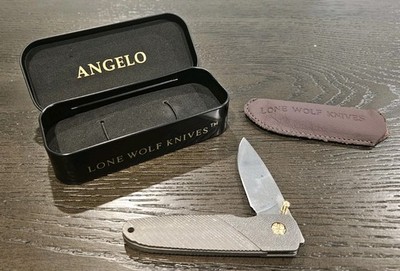 Lone Wolf Knives - Jeff Angelo Design- Titanium - Golf Plated - Pocket Knife