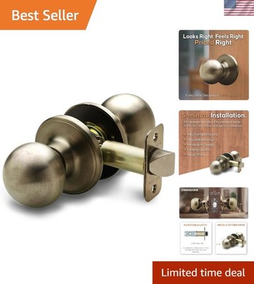 Durable Passage Ball Door Knob in Rich Antique Brass - ANSI Grade-3 Certified