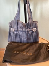 Borsa BVLGARI Plissé In Pelle Blu - Con Dustbag - Ottime Condizioni Spalla/Mano
