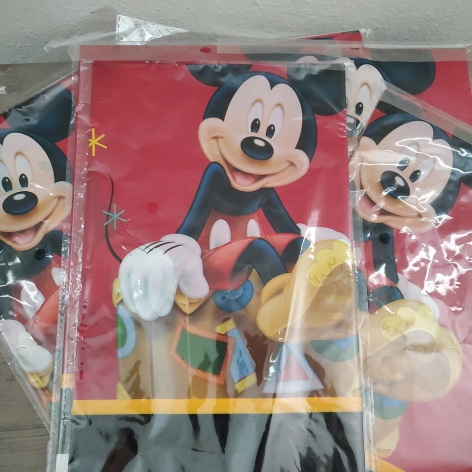 Conjunto de 6 toalhas de mesa de plástico para festa de aniversário do Mickey Mouse Disney - Imagem 3 de 4
