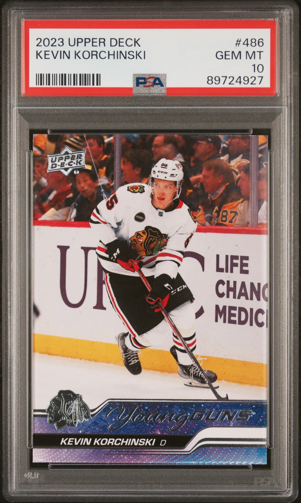 Kevin Korchinski 2023 Upper Deck Young Guns #486 PSA 10 view 1