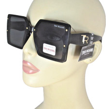 TRUE RELIGION Black Oversized Square Sunglasses Gold TR Logos TR57233-1B-S