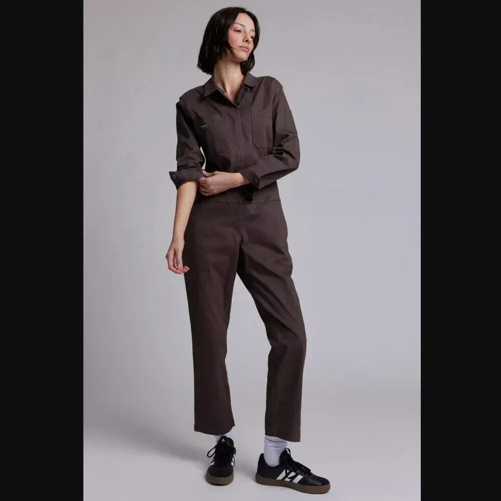WILDFANG Essential Brown Long Sleeve Coverall Jumpsuit Women's XL