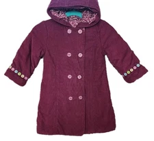 JoJo Maman Bebe Fuchsia Pink Lined Duffle Hooded Corduroy Overcoat Coat 4-5yrs