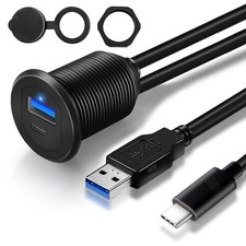 Type C 3.1 USB 3.0 Car USB Port Mount Flush Cable Male to Female, Dashboard ...