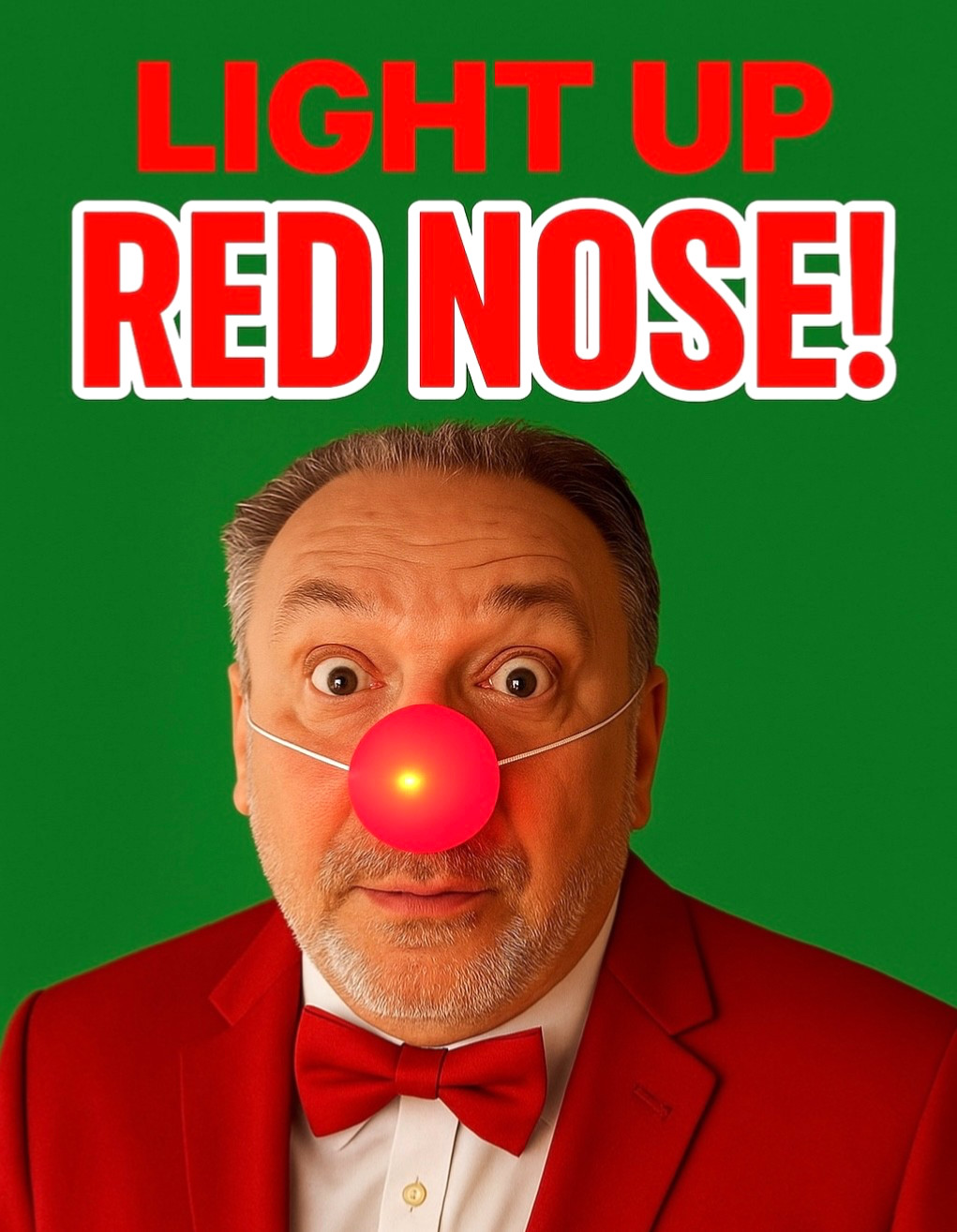 LIGHT UP RED NOSE Flashing Rudolph Reindeer Costume Christmas Funny Clown Prop