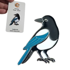 Magpie Pin Badge Enamel Standing Magpie Loyalty Bird Coat Bag Lapel Jewellery