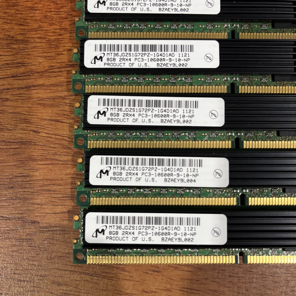 48GB (6x8GB) Micron 2Rx4 PC3-10600R Server Memory Module MT36JDZS1G72PZ-1G4D1AD - Image 2 of 2