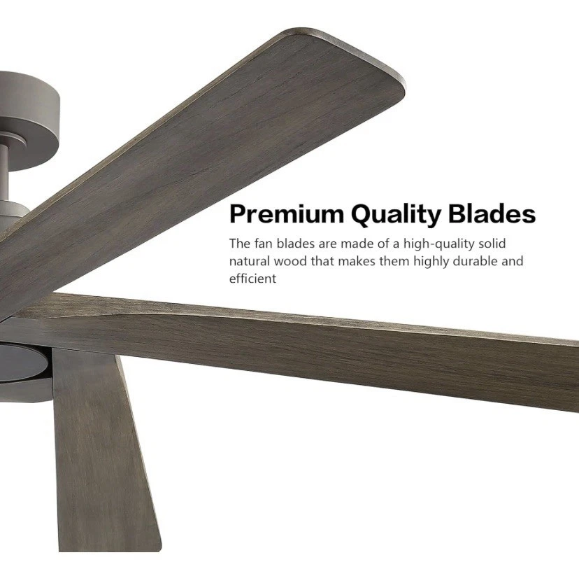 WINGBO 54 In DC Ceiling Fan without Lights 5 Reversible Carved Solid Wood Blades - Image 4 of 4