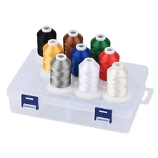 Embroidery Thread with Storage Box - 12 Options - 800 Yards/Spools, 9 Regular...
