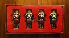 Vintage Bombay Set of 4 Enamel Santa Nutcracker Place Card Holders New In Box