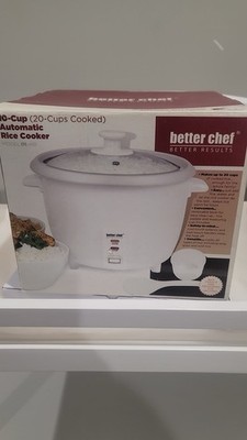 Better Chef Rice Cooker 10-cup Raw/20-cup Cooked Removable Bowl & Paddle