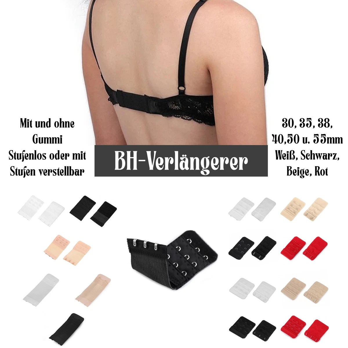 BH Verlängerung 4 Haken/3 Haken/2 Haken/1Haken BH-Erweiterung, 16 Stück